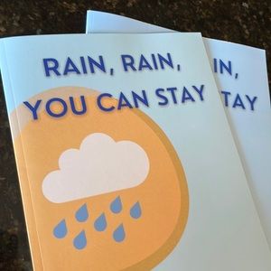 Autographed  NEW book of Rain Rain You Can Stay!